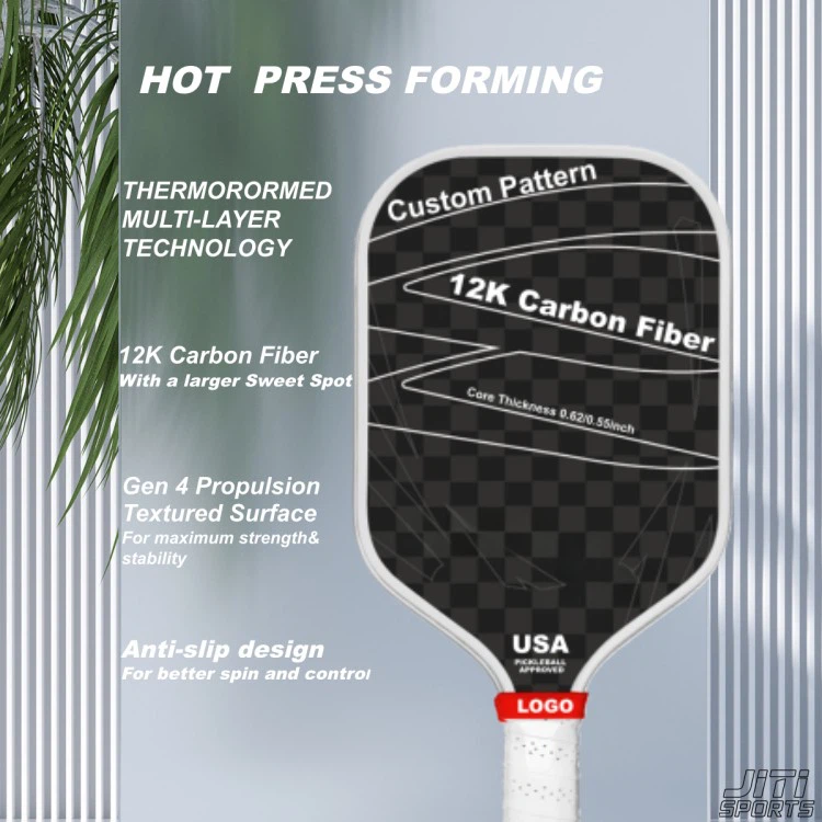 12K Professional Carbon Fiber PP Honeycomb Core Durable Pickleball Paddle factory