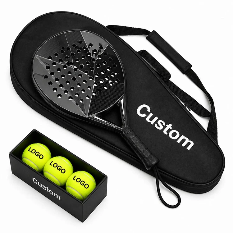 3K Carbon Fiber Thermoformed Padel Racket OEM Custom Logo EVA Core Adult Intermediate Paddle Tennis Racket Set With Bag & Balls