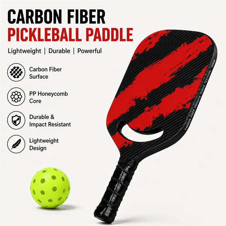 Carbon Fiber PP Honeycomb Core Eco-friendly Durable Pickleball Paddle