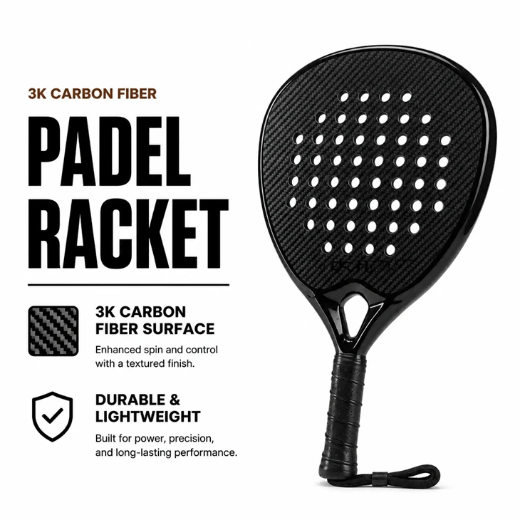 QK Lightweight 3K Carbon Fiber EVA Core Padel Rackets